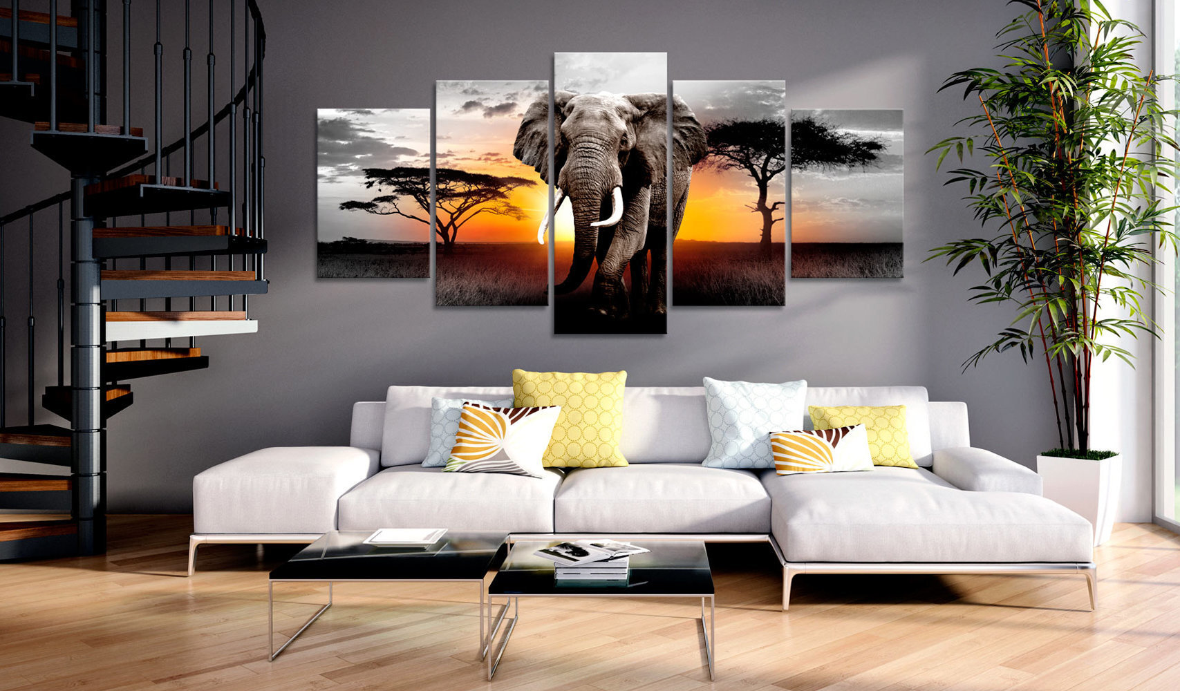 Maal - Elephant at Sunset hind ja info | Seinapildid | kaup24.ee