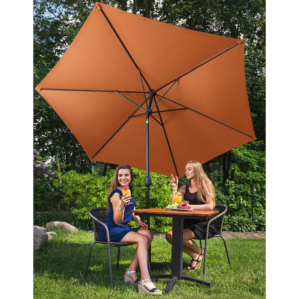 Ümmargune kallutatav terrassiga vändaga vihmavari. 270 cm oranž hind ja info | Päikesevarjud, markiisid ja alused | kaup24.ee