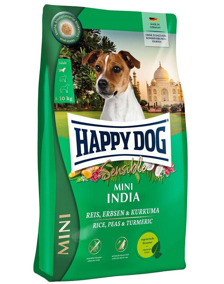 Happy Dog Sensible Mini India väikest ja keskmist tõugu koertele herneste, riisi ja kurkumiga, 4 kg цена и информация | Kuivtoit koertele | kaup24.ee