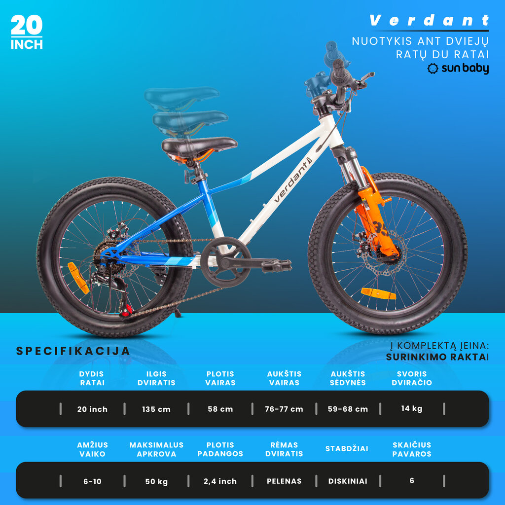 Laste jalgratas MTB Shimano 20", valge hind ja info | Jalgrattad | kaup24.ee