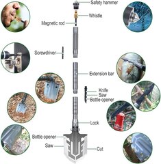 Лопата многофункциональная Д9 16в1 цена и информация | Туристические ножи, многофункциональные приборы | kaup24.ee
