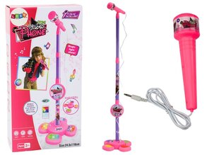 Reguleeritav mikrofon koos statiiviga lastele, roosa цена и информация | Развивающие игрушки | kaup24.ee