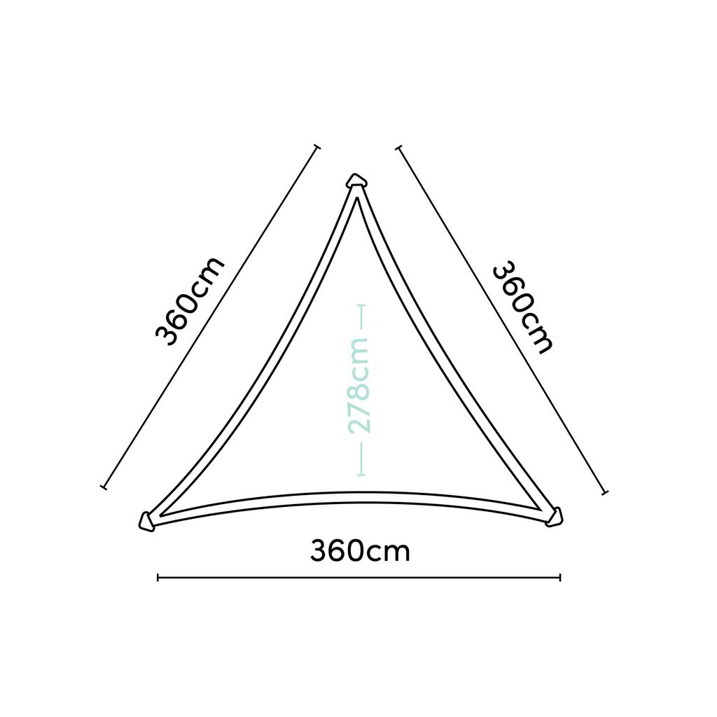 Kolmnurkne varjupurje Platinum Sun & Shade Coolfit 360x360x360cm, roheline цена и информация | Päikesevarjud, markiisid ja alused | kaup24.ee