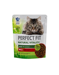 Корм Perfect Fit Natural Vitality 1+ для кошек с говядиной и курицей, 6x650 г цена и информация | Сухой корм для кошек | kaup24.ee