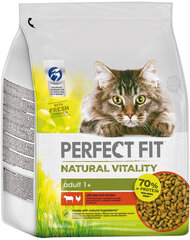 Perfect Fit Natural Vitality kassitoit veise- ja kanalihaga, 3x2,4 kg hind ja info | Kuivtoit kassidele | kaup24.ee