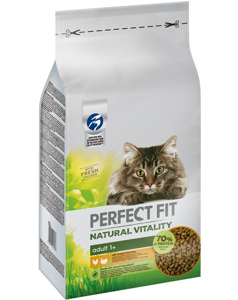 Perfect Fit Natural Vitality kassitoit kana ja kalkuniga, 6 kg цена и информация | Kuivtoit kassidele | kaup24.ee