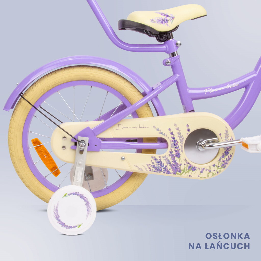 Flower Bike jalgratas tüdrukule 16'', lilla hind ja info | Jooksurattad | kaup24.ee
