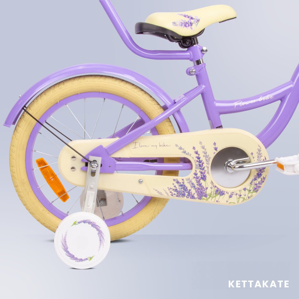 Flower Bike jalgratas tüdrukule 16'', lilla цена и информация | Jalgrattad | kaup24.ee