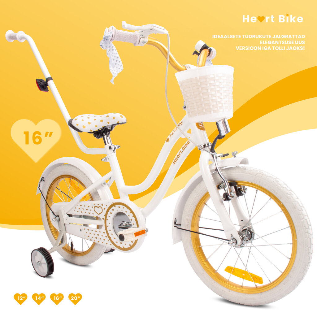 16-tolline tüdrukute jalgratas HEART BIKE, valge ja kuldne hind ja info | Jalgrattad | kaup24.ee