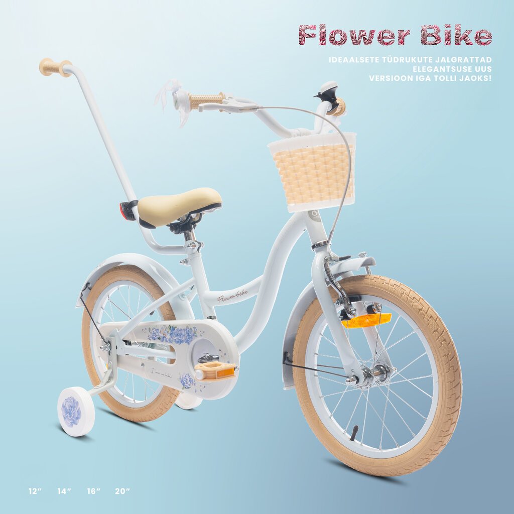 Flower Bike Jalgratas tüdrukule 16'', sinine hind ja info | Jalgrattad | kaup24.ee