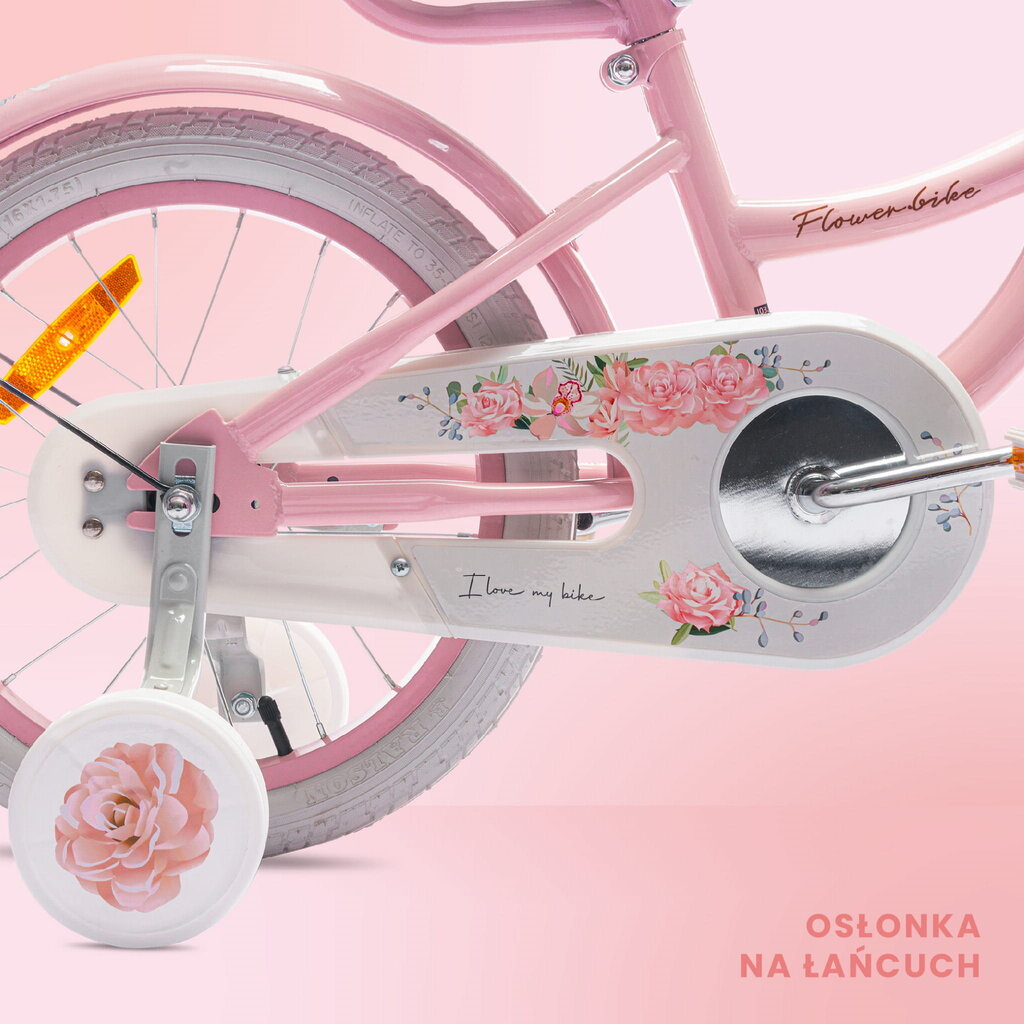 Flower Bike Jalgratas tüdrukule 16'', roosa hind ja info | Jooksurattad | kaup24.ee