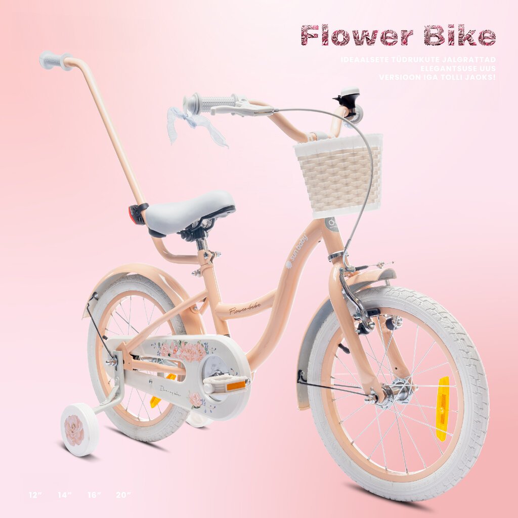 Flower Bike Jalgratas tüdrukule 16'', roosa hind ja info | Jalgrattad | kaup24.ee