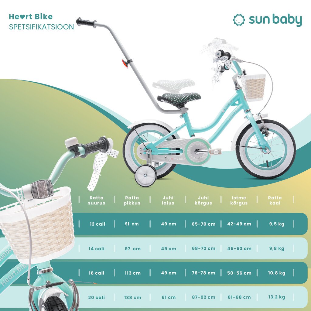 Laste jalgratas Heart Bike, 12", sinine hind ja info | Jalgrattad | kaup24.ee