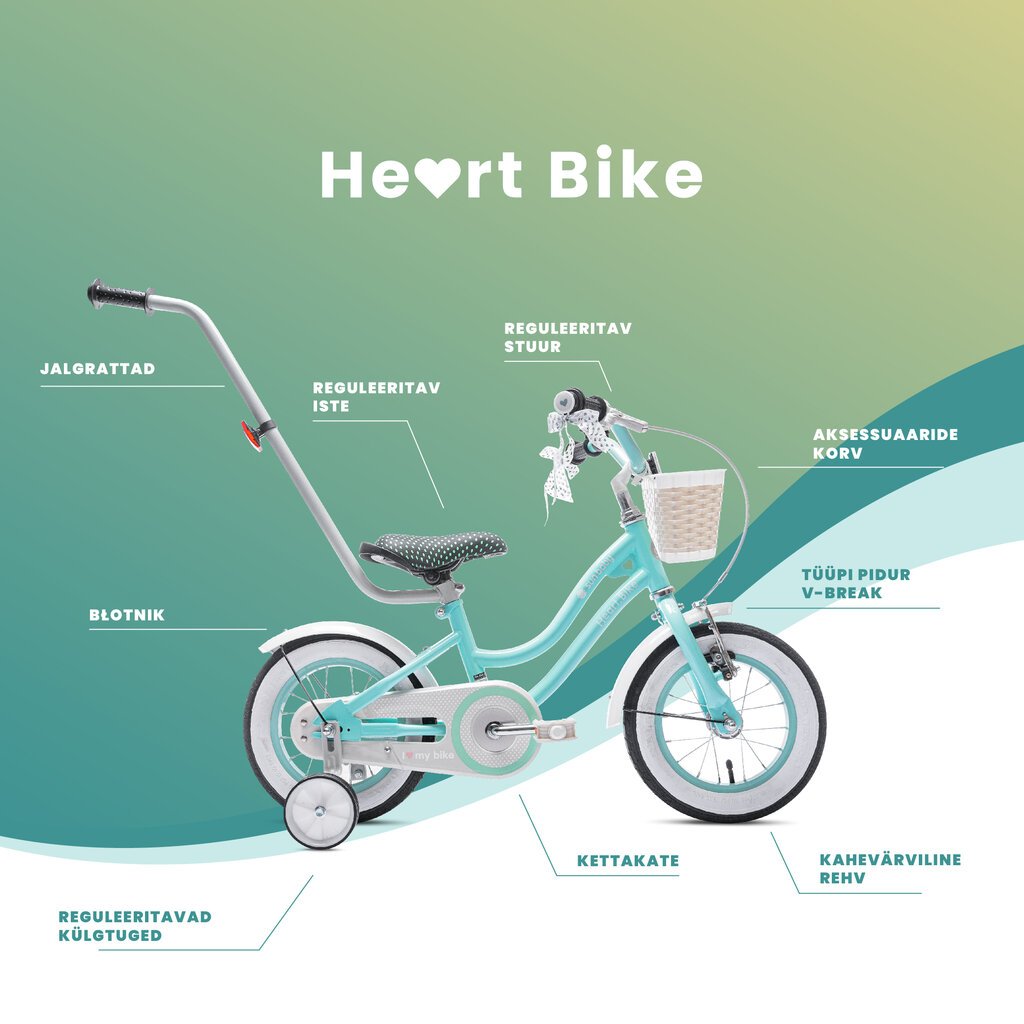 Laste jalgratas Heart Bike, 12", sinine цена и информация | Jalgrattad | kaup24.ee