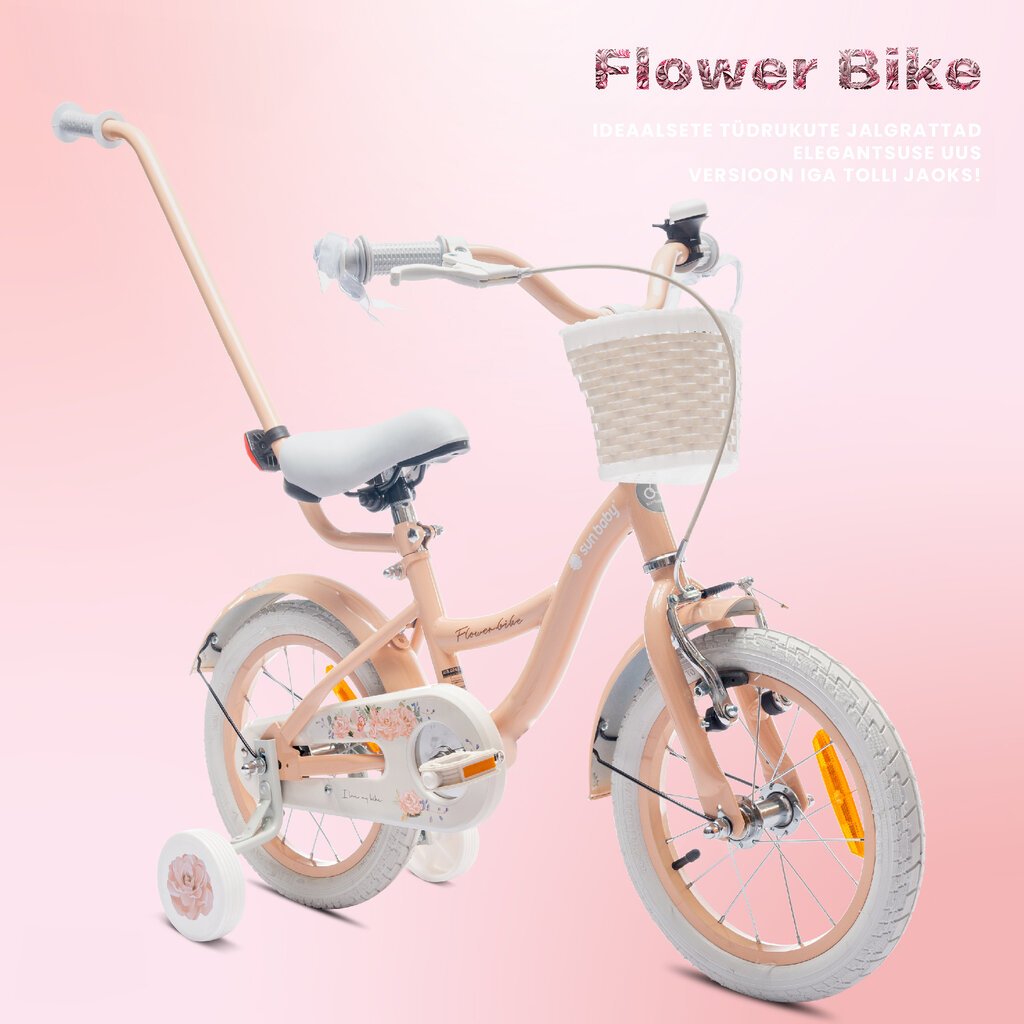 Jalgratas tüdrukule Flower Bike 14, roosa цена и информация | Jooksurattad | kaup24.ee