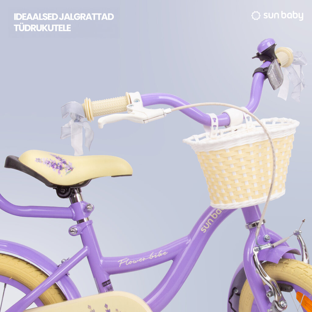 Jalgratas tüdrukule Flower Bike 14, lilla hind ja info | Jalgrattad | kaup24.ee