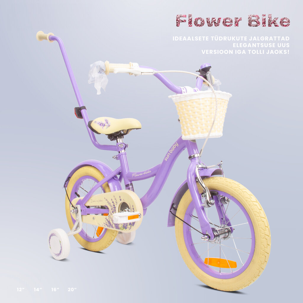 Jalgratas tüdrukule Flower Bike 14, lilla hind ja info | Jalgrattad | kaup24.ee