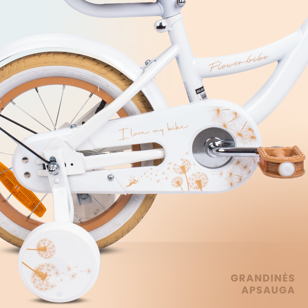 Jalgratas tüdrukule Flower Bike 14, valge цена и информация | Jooksurattad | kaup24.ee