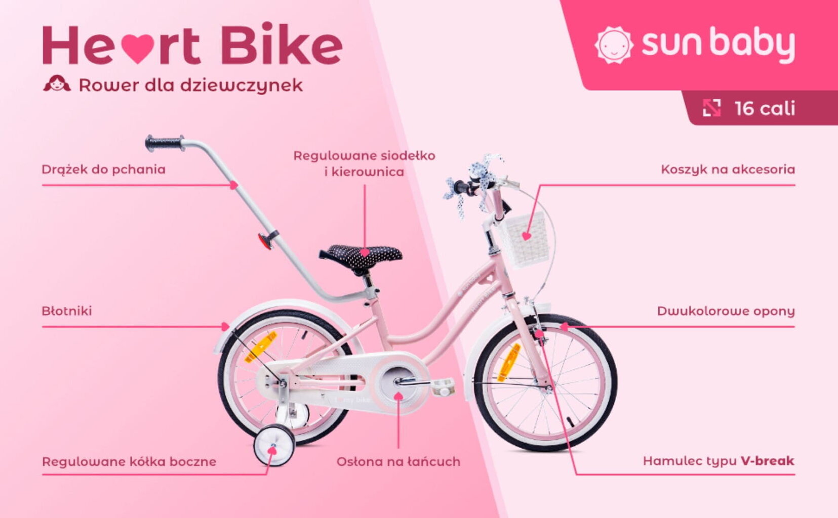 16-tolline tüdrukute jalgratas Heart Bike, roosa цена и информация | Jalgrattad | kaup24.ee