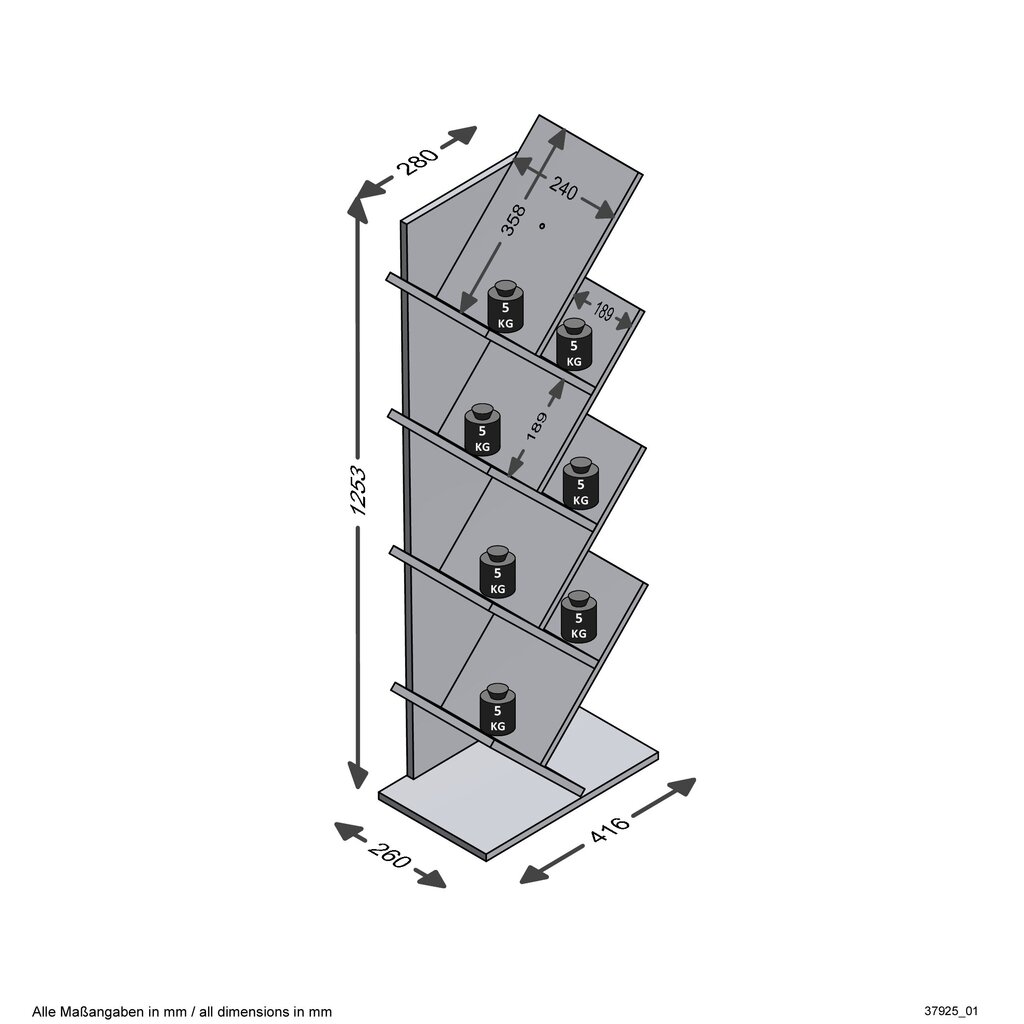 Riiul Büchen 1, tamm hind ja info | Riiulid | kaup24.ee