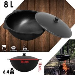 Malmist pada Davr Metall, 8 l, 37x14 cm, usbeki, must цена и информация | Кастрюли, скороварки | kaup24.ee