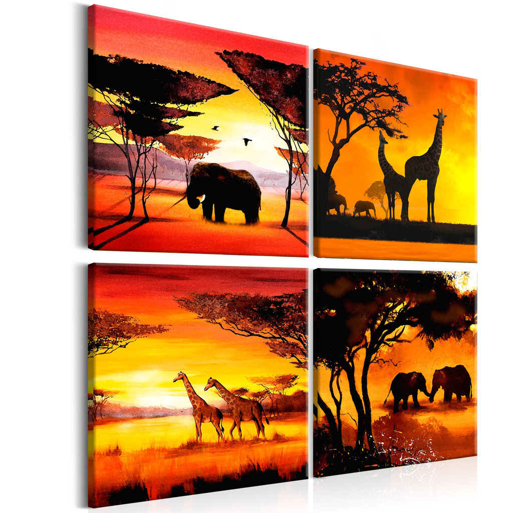 Maal - African Animals (4 Parts) hind ja info | Seinapildid | kaup24.ee