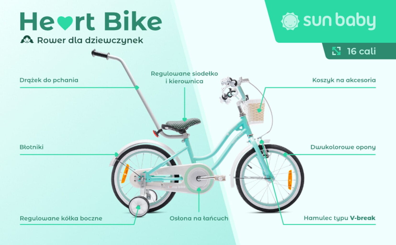 Heart Bike tüdrukute jalgratas 16'', sinine цена и информация | Jalgrattad | kaup24.ee