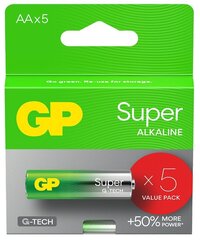 Батарейки GP G-Tech Super Alkaline, AA (LR6), 5 шт. цена и информация | Батерейки | kaup24.ee