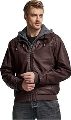 Кожаная мужская куртка Wantdo, коричневая цена и информация | Мужские куртки | kaup24.ee