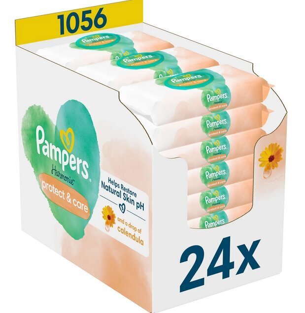 Pampers Harmonie Protect & Care Niisked Beebisalvrätid, 24 Pakki hind ja info | Niisked salvrätikud | kaup24.ee