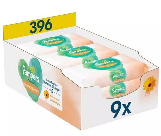 Pampers Harmonie Protect & Care Niisked Beebisalvrätid, 9 Pakki цена и информация | Niisked salvrätikud | kaup24.ee