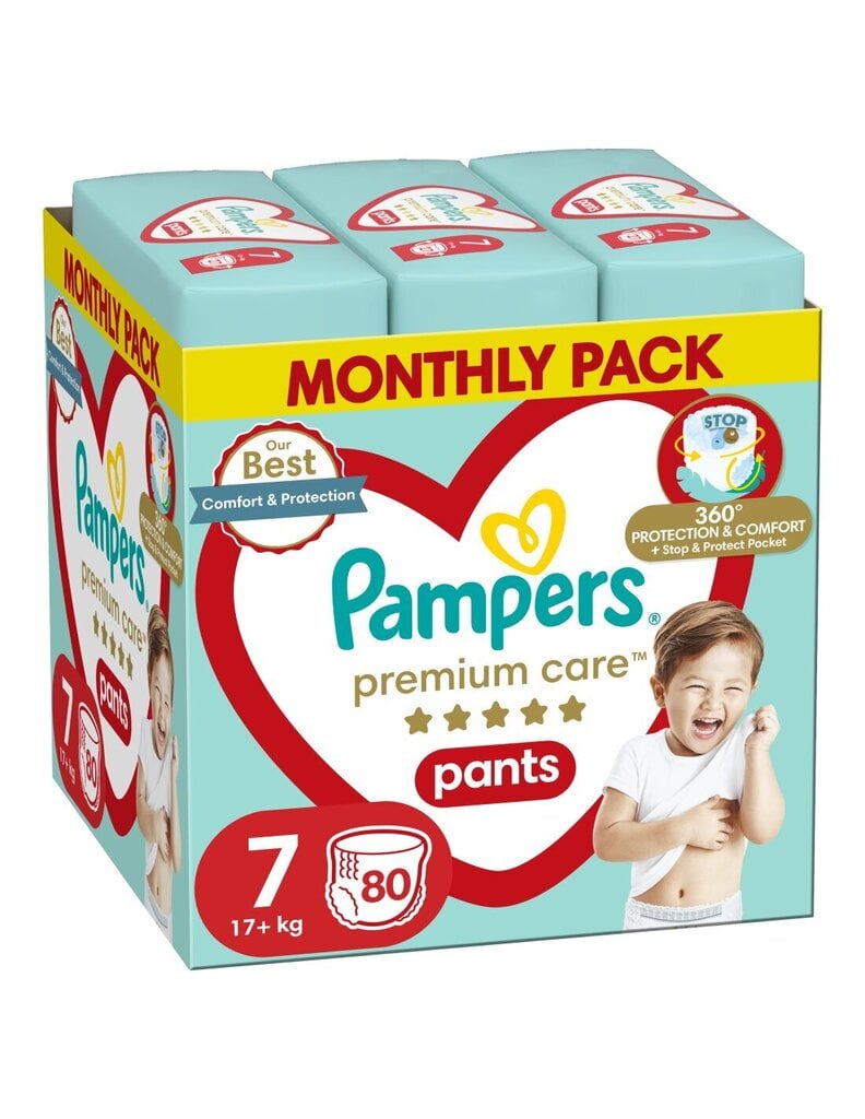Pampers Premium Care Püksmähkmed, Suurus 7, 80 Mähet, 17kg+ цена и информация | Mähkmed | kaup24.ee