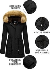 Женская хлопковая зимняя куртка YXP, черная цена и информация | Женские куртки | kaup24.ee