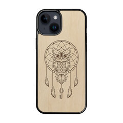 Деревянный чехол для iPhone 15 FoxysCraft, Owl dream catcher, ольха цена и информация | Чехлы для телефонов | kaup24.ee