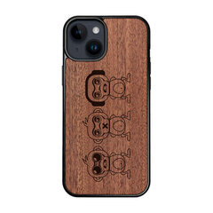 Деревянный чехол для iPhone 15 FoxysCraft, Three wise monkeys, красное дерево цена и информация | Чехлы для телефонов | kaup24.ee