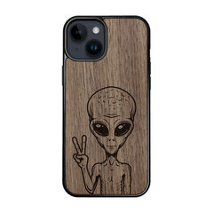 Деревянный чехол для iPhone 15 FoxysCraft, Alien, ореховое дерево цена и информация | Чехлы для телефонов | kaup24.ee