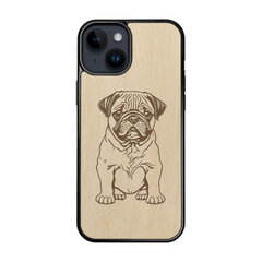 Деревянный чехол для iPhone 15 FoxysCraft, Pug, ольха цена и информация | Чехлы для телефонов | kaup24.ee