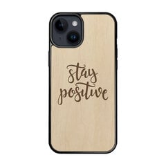 Деревянный чехол для iPhone 15 FoxysCraft, Stay positive, ольха цена и информация | Чехлы для телефонов | kaup24.ee