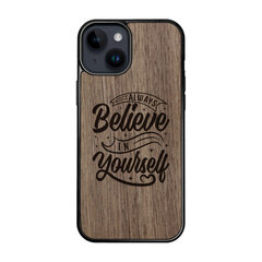 Деревянный чехол для iPhone 15 FoxysCraft, Believe in yourself, ореховое дерево цена и информация | Чехлы для телефонов | kaup24.ee