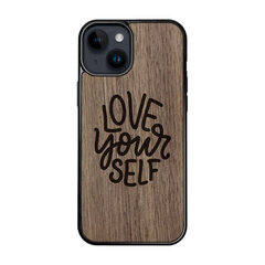 Деревянный чехол для iPhone 15 FoxysCraft, Love yourself, ореховое дерево цена и информация | Чехлы для телефонов | kaup24.ee