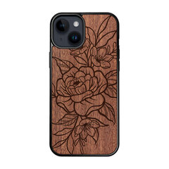 Деревянный чехол для iPhone 15 FoxysCraft, Flowers, красное дерево цена и информация | Чехлы для телефонов | kaup24.ee