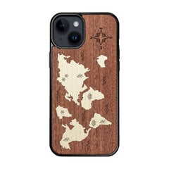 Деревянный чехол для iPhone 15 FoxysCraft, World Map, красное дерево ir ольха цена и информация | Чехлы для телефонов | kaup24.ee