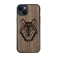 Деревянный чехол для iPhone 15 Plus FoxysCraft, Wolf, ореховое дерево цена и информация | Чехлы для телефонов | kaup24.ee