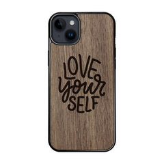 Деревянный чехол для iPhone 15 Plus FoxysCraft, Love yourself, ореховое дерево цена и информация | Чехлы для телефонов | kaup24.ee