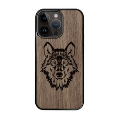 Деревянный чехол для iPhone 15 Pro Max FoxysCraft, Wolf, ореховое дерево цена и информация | Чехлы для телефонов | kaup24.ee