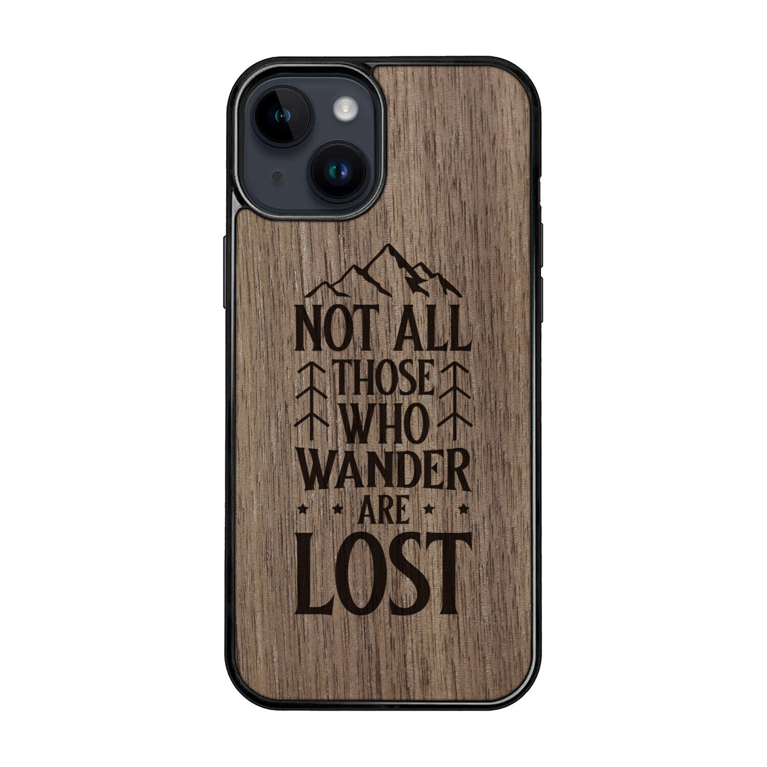 Деревянный чехол для iPhone 14 FoxysCraft, Not all who wander are lost,  ореховое дерево цена | kaup24.ee