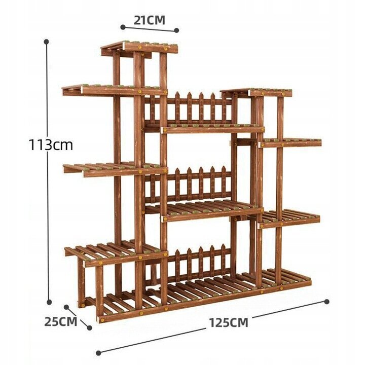Mitmetasandiline puidust riiul lilledele ja taimedele eMomo, 125cm hind ja info | Vaasid, alused, redelid lilledele | kaup24.ee