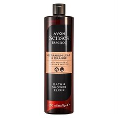 Vanni- ja dušieliksiir geraaniumiõie ja apelsini aroomiga Avon Senses Essence Geranium leaf&orange, 500ml hind ja info | Dušigeelid, õlid | kaup24.ee