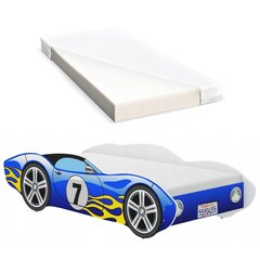 Laste voodi iGlobal Auto Car Bed, Corvetta + madrats 140x70 cm, sinine hind ja info | Lastevoodid | kaup24.ee