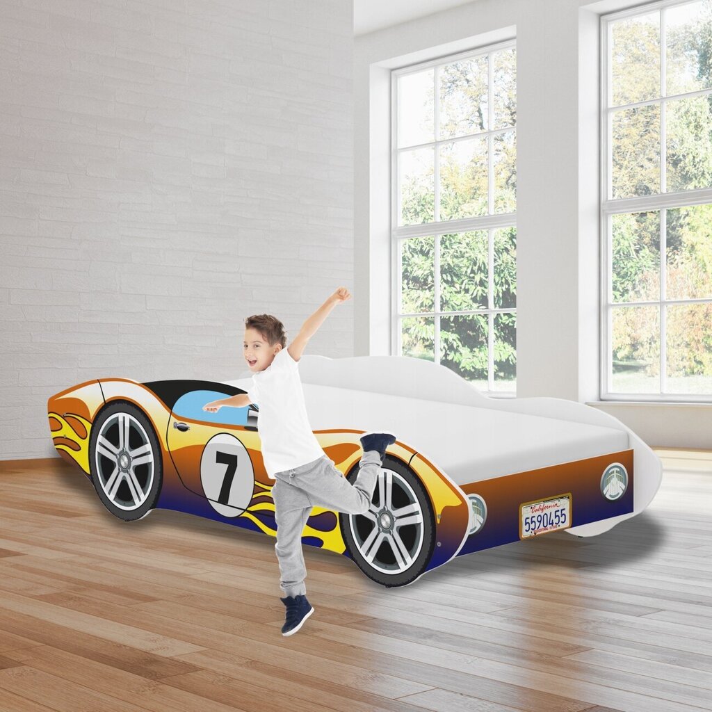 Laste voodi 140x70 cm, iGLOBAL, Auto Car Bed, Corvetta + madrats, kameeleon hind ja info | Lastevoodid | kaup24.ee